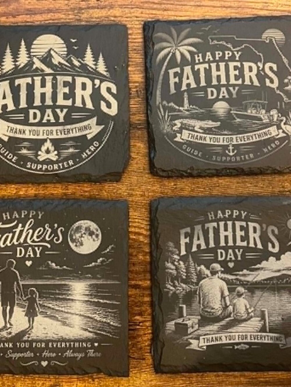 Father’s Day Slate Coaster | Fishing Beach Florida Dad Gift, Sold individually